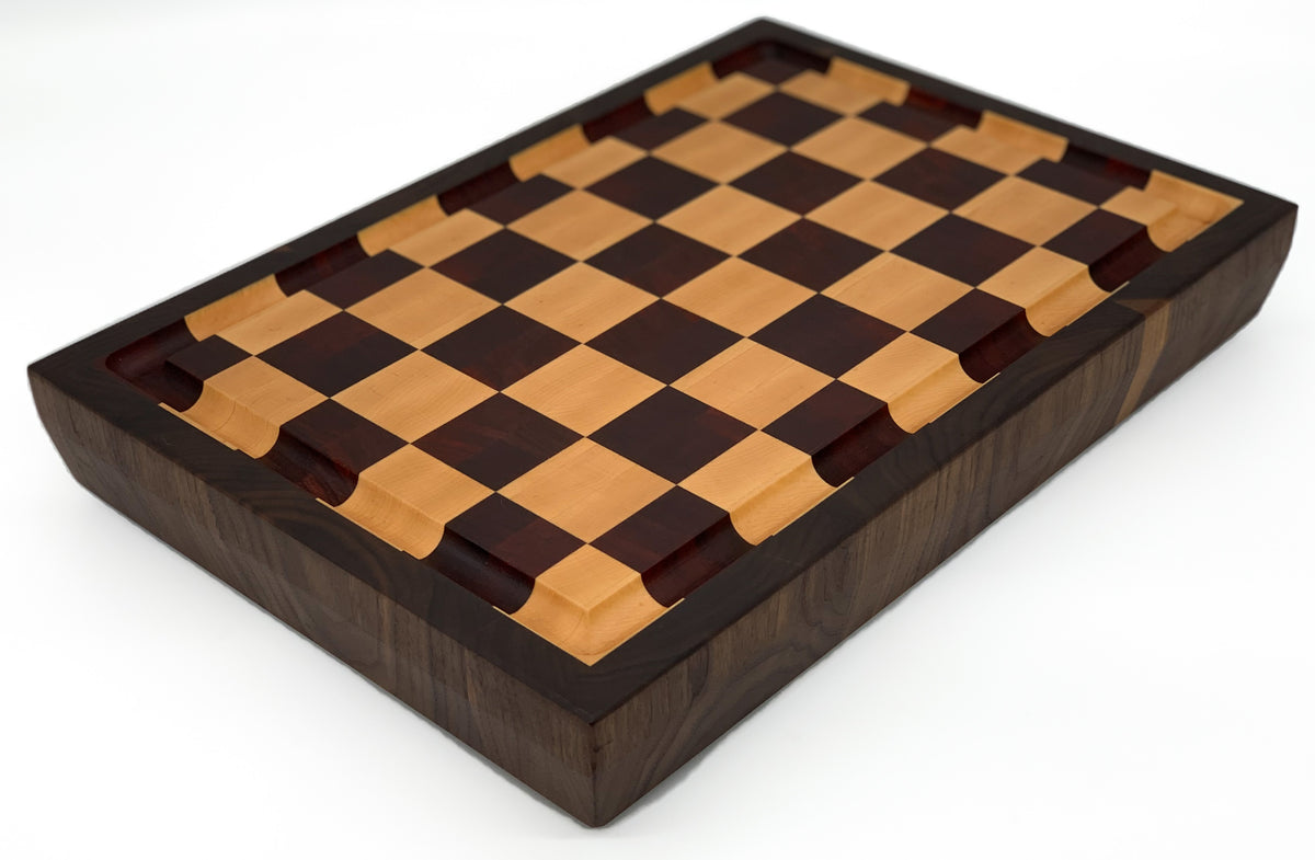 Stunning checker board butcher block end grain cutting board Handmade  cherry padauk checkered charcuterie board Large wooden cutting boards